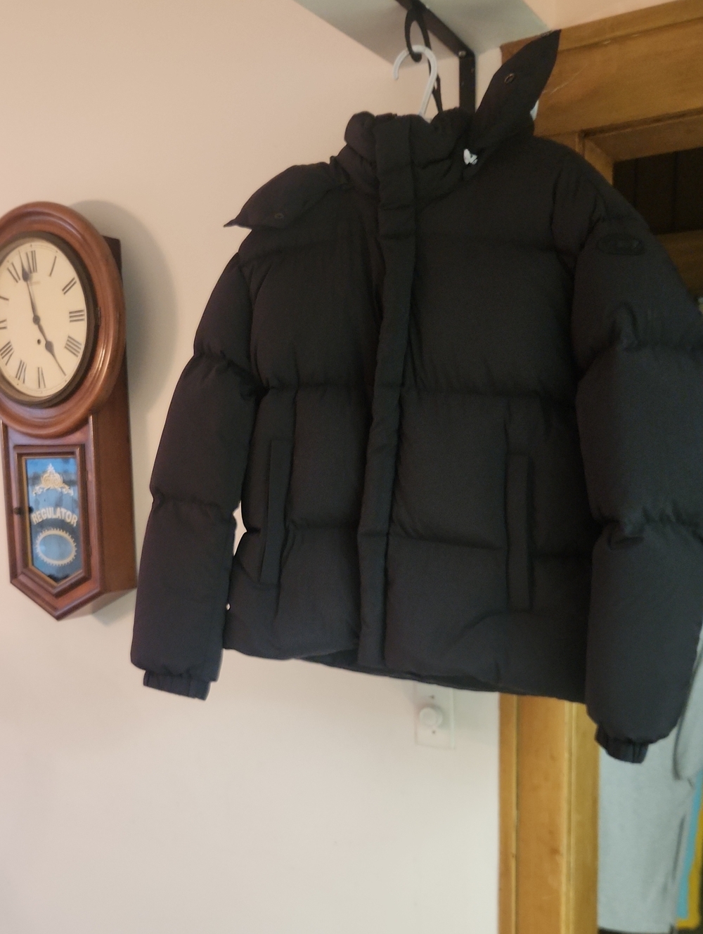 Diesel Men's XL Black Quilted Puffer Jacket with Zipper Hood